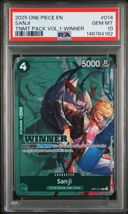 2025 ONE PIECE TOURNAMENT PACK VOL.1 WINNER #014 SANJI PSA 10 - Image 1