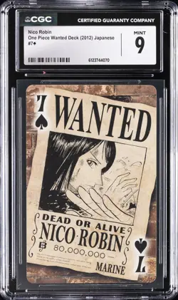 2012 ONE PIECE WANTED DECK JAPANESE 7 OF SPADES NICO ROBIN CGC 9 - Image 1
