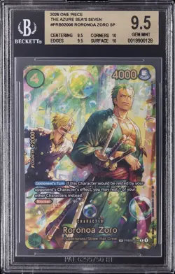 2026 ONE PIECE THE AZURE SEA'S SEVEN #PRB02006 RORONOA ZORO SP BGS 9.5 - Image 1