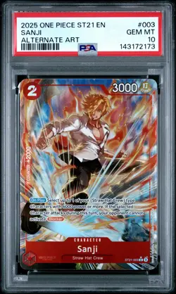 2025 ONE PIECE STARTER DECK ST21-EX GEAR 5 ALTERNATE ART #003 SANJI PSA 10 - Image 1