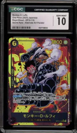 One Piece CCG Monkey.D.Luffy Japanese Secret Rare Alt Art OP10-118 CGC 10 - Image 1