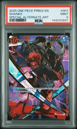 2025 ONE PIECE PRB02-PREMIUM BOOSTER SPECIAL ALTERNATE ART #007 SHANKS PSA 9 - Image 1