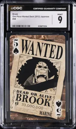 2012 ONE PIECE JAPANESE WANTED DECK 5 OF SPADES BROOK CGC 9 - Image 1