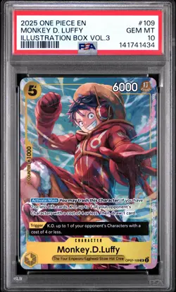 2025 ONE PIECE PROMOS ILLUSTRATION BOX VOL.3 #109 MONKEY D. LUFFY PSA 10 - Image 1