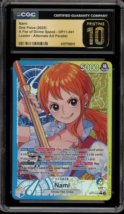 One Piece CCG Nami Fist/Divine Speed Leader Alt Art OP11-041 CGC 10 Pristine - Image 1