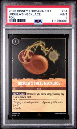 2023 DISNEY LORCANA EN 1-THE FIRST CHAPTER FOIL URSULA'S SHELL NECKLACE PSA 9 - Image 1
