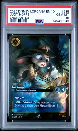2025 DISNEY LORCANA WHISPERS IN WELL ENCHANTED JUDY HOPPS LEAD DETECTIVE PSA 10 - Image 1