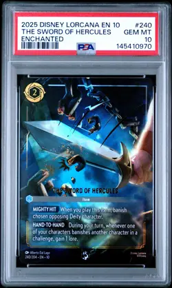 2025 DISNEY LORCANA WHISPERS IN THE WELL ENCHANTED THE SWORD OF HERCULES PSA 10 - Image 1