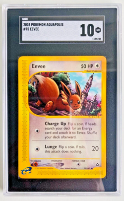 EEVEE 75/147 | SGC 10 | 2003 Aquapolis | Non Holo Graded Pokemon Card🔥🔥 - Image 1