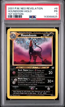 2001 POKEMON NEO REVELATION 1ST ED #8 HOUNDOOM-HOLO PSA 1 - Image 1