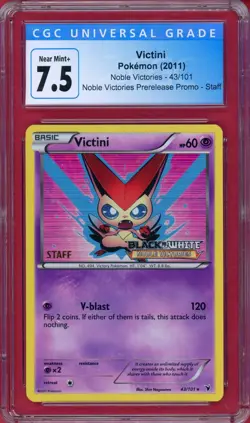 CGC 7.5 - Victini *STAFF* Promo 43/101 Holo - Pokemon BW Noble Victories - Image 1