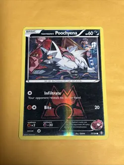 Pokemon Team Magma's Poochyena Reverse Holo 17/34 Double Crisis English Card MP - Image 1