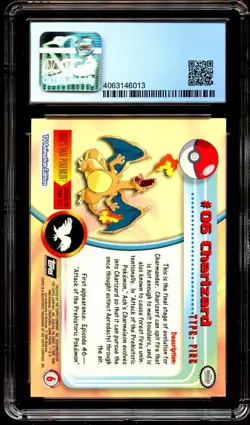 CGC 6 EX-NM Charizard 06 TOPPS 5TH PRINT Series 1 SILVER Pokemon Card 013 - Image 2