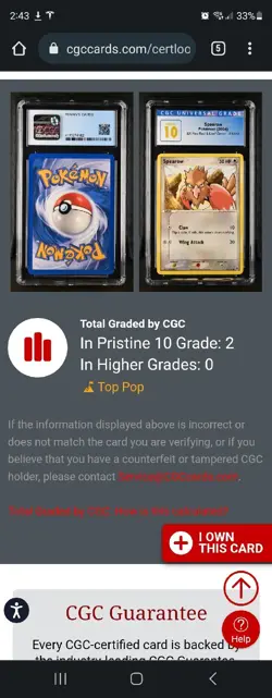 (POP 2) CGC 10 PRISTINE Pokemon 2004 EX Fire Red Leaf Green 81/112 Spearow Card - Image 4