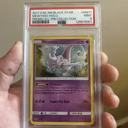 Pokemon Mewtwo TCG SM77 Black Star Promo Holo Card 2017 PSA 9 - Image 1