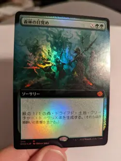 1x Awaken the Woods FOIL Extended Art Japanese NM - BRO MTG Magic x1 - Image 1