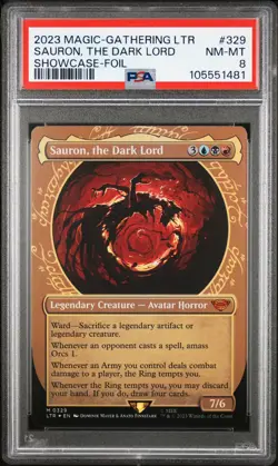 2023 MTG LORD OF THE RINGS SHOWCASE-FOIL #329 SAURON, THE DARK LORD PSA 8 - Image 1
