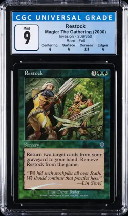 2000 MAGIC THE GATHERING: INVASION RARE FOIL #206 RESTOCK CGC 9 - Image 1