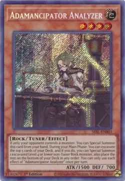Yugioh! Adamancipator Analyzer - SESL-EN003 - Secret Rare - 1st Edition Near Min - Image 1