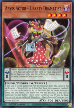 Yugioh! Abyss Actor - Liberty Dramatist - PHHY-EN016 - Common - 1st Edition Near - Image 1