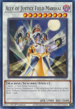 Yugioh! Ally of Justice Field Marshal - HAC1-EN091 - Common - 1st Edition Near M - Image 1