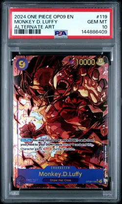 ONE PIECE OP09-EMPERORS IN THE NEW WORLD 119 MONKEY D LUFFY ALTERNATE ART PSA 10 - Image 3