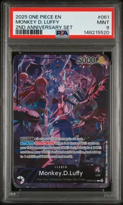 2025 ONE PIECE ENGLISH VERSION 2ND ANNIVERSARY SET #061 MONKEY D. LUFFY PSA 9 - Image 1