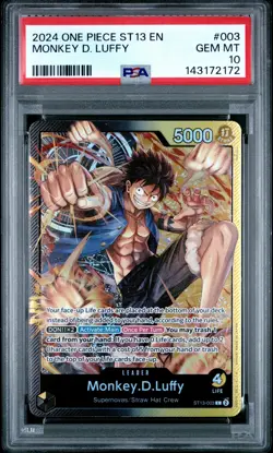 2024 ONE PIECE ULTRA DECK ST13-THE THREE BROTHERS #003 MONKEY D. LUFFY PSA 10 - Image 1