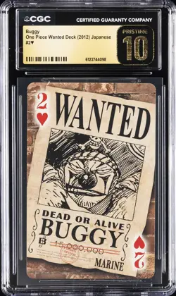 2012 ONE PIECE WANTED DECK JAPANESE 2 OF HEARTS BUGGY CGC 10 PRISTINE - Image 1
