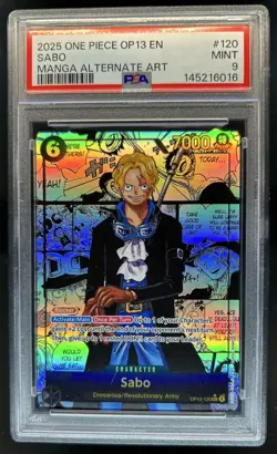 2025 One Piece Sabo Secret Rare Manga Alt Art #OP13-120 PSA 9 - Image 1