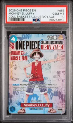 2026 ONE PIECE PROMOS COLLEGE BASKETBALL: US VOYAGE MONKEY D. LUFFY PSA 10 - Image 1