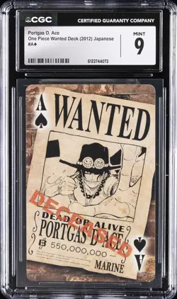 2012 ONE PIECE JAPANESE WANTED DECK ACE OF SPADES PORTGAS D ACE CGC 9 - Image 1
