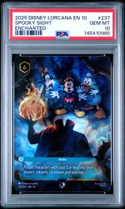 2025 DISNEY LORCANA EN 10-WHISPERS IN THE WELL ENCHANTED SPOOKY SIGHT PSA 10 - Image 1