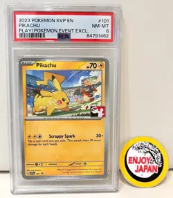 2023 POKEMON SVP EN BLACK STAR PROMO PIKACHU #101 PLAY! POKEMON EVENT EXCL PSA8 - Image 1