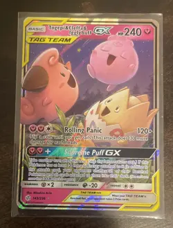 Pokemon Togepi & Cleffa & Igglybuff GX 143/236 Full Art Holo Cosmic Eclipse - Image 1