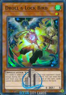 Yugioh Droll & Lock Bird Alt Art 1ST ED Super Rare RA02-EN006 - Image 1