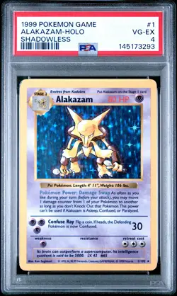 1999 POKEMON BASE SET SHADOWLESS #1 ALAKAZAM-HOLO PSA 4 - Image 1