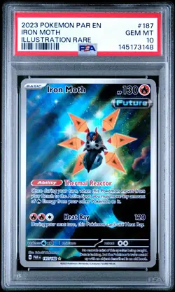 2023 POKEMON PAR EN-PARADOX RIFT ILLUSTRATION RARE #187 IRON MOTH PSA 10 - Image 1