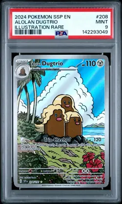 2024 POKEMON SSP EN-SURGING SPARKS ILLUSTRATION RARE #208 ALOLAN DUGTRIO PSA 9 - Image 1