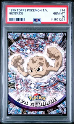 1999 TOPPS POKEMON TV #74 GEODUDE PSA 10 - Image 1