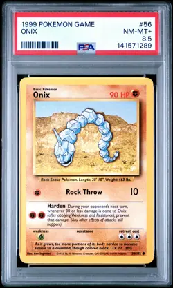 1999 POKEMON BASE SET UNLIMITED #56 ONIX PSA 8.5 - Image 1