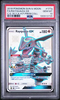2018 Pokemon Celestial Storm Rayquaza Gx Full Art #177a PSA 10 H.F. Prem. Coll. - Image 1