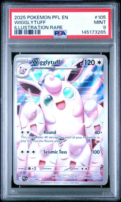 2025 POKEMON PFL EN-PHANTASMAL FLAMES ILLUSTRATION RARE #105 WIGGLYTUFF PSA 9 - Image 1