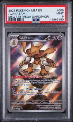2025 POKEMON MEP EN-ME BLACK STAR PROMO #009 ALAKAZAM PSA 9 - Image 1