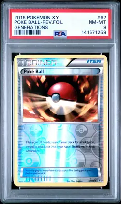 2016 POKEMON XY GENERATIONS #67 POKE BALL-REVERSE FOIL PSA 8 - Image 1