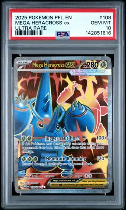 2025 POKEMON PFL EN-PHANTASMAL FLAMES ULTRA RARE #108 MEGA HERACROSS EX PSA 10 - Image 1