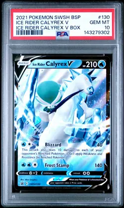 2021 POKEMON SWSH ICE RIDER CALYREX #130 ICE RIDER CALYREX V PSA 10 - Image 1
