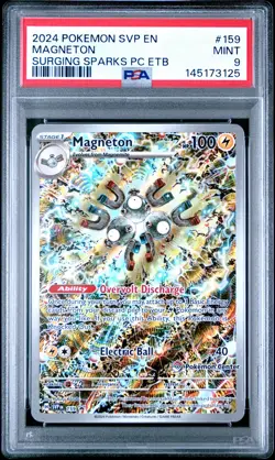 2024 POKEMON SURGING SPARKS POKEMON CENTER ELITE TRAINER BOX MAGNETON PSA 9 - Image 1