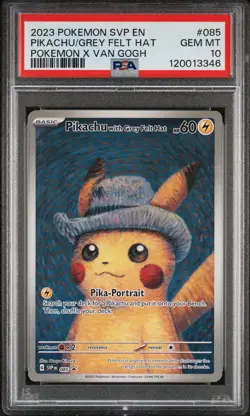 2023 POKEMON SVP POKEMON X VAN GOGH #085 PIKACHU WITH GREY FELT HAT PSA 10 - Image 1