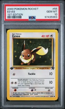 2000 Pokemon Rocket 1st Edition EEVEE 55/82 PSA 10 - Image 1